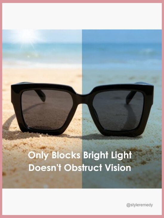 Polarized Oversized Rectangle Frame Sunglasses, Plastic Frame, Adult